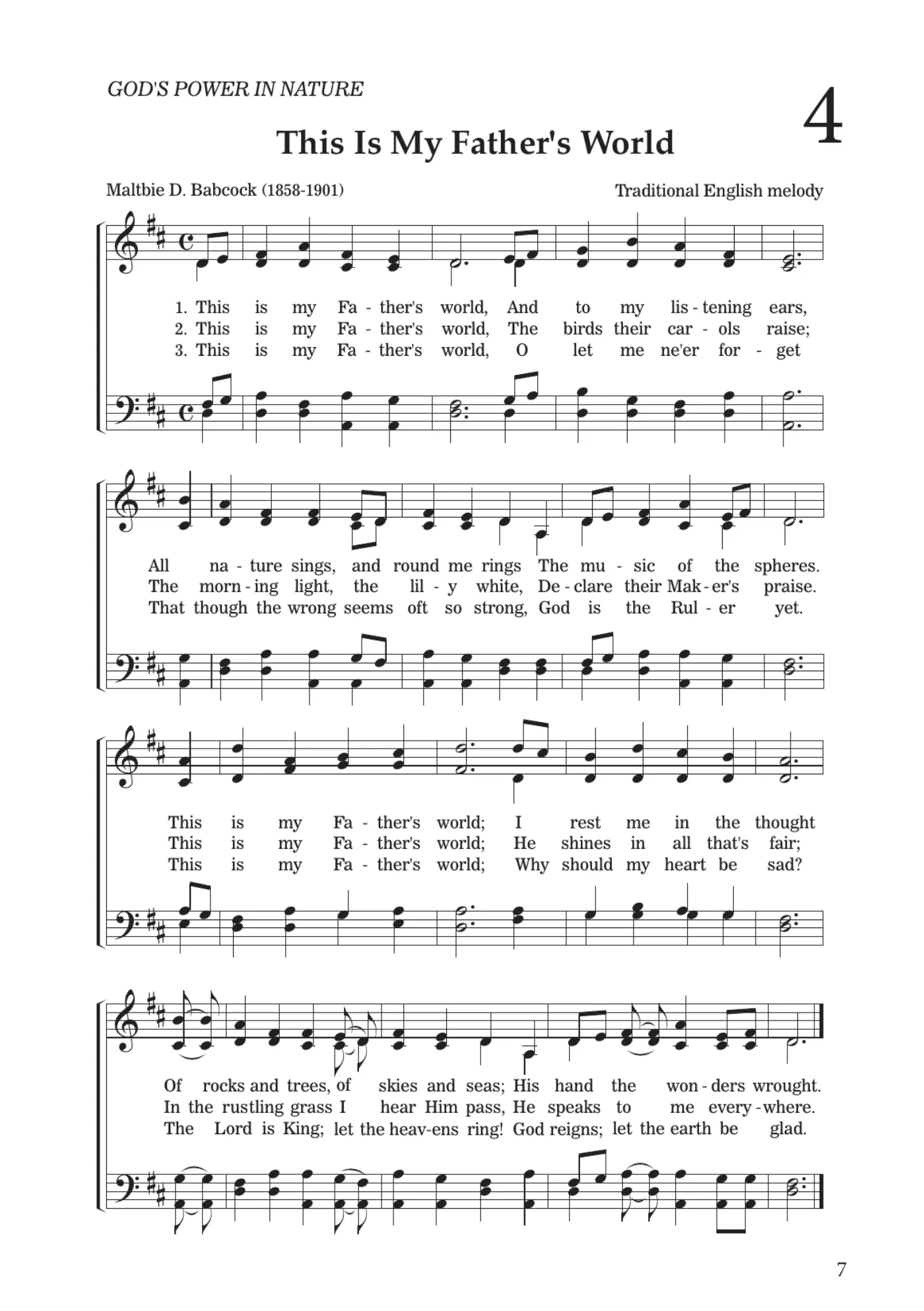 Sheet music for This Is My Father's World, page 7
