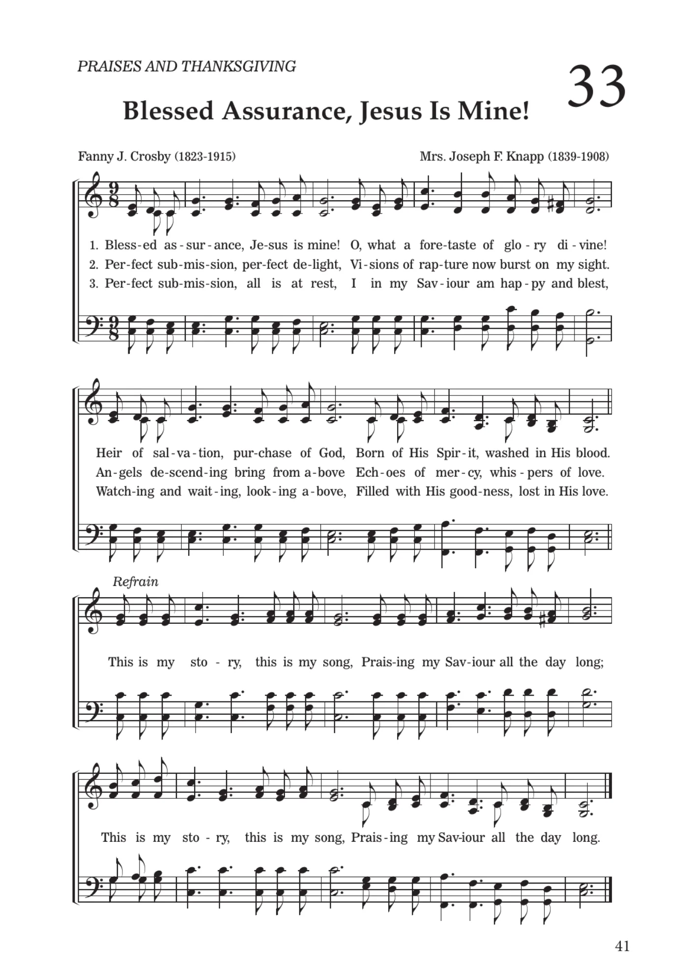 Sheet music for Blessed Assurance, Jesus Is Mine!, page 41