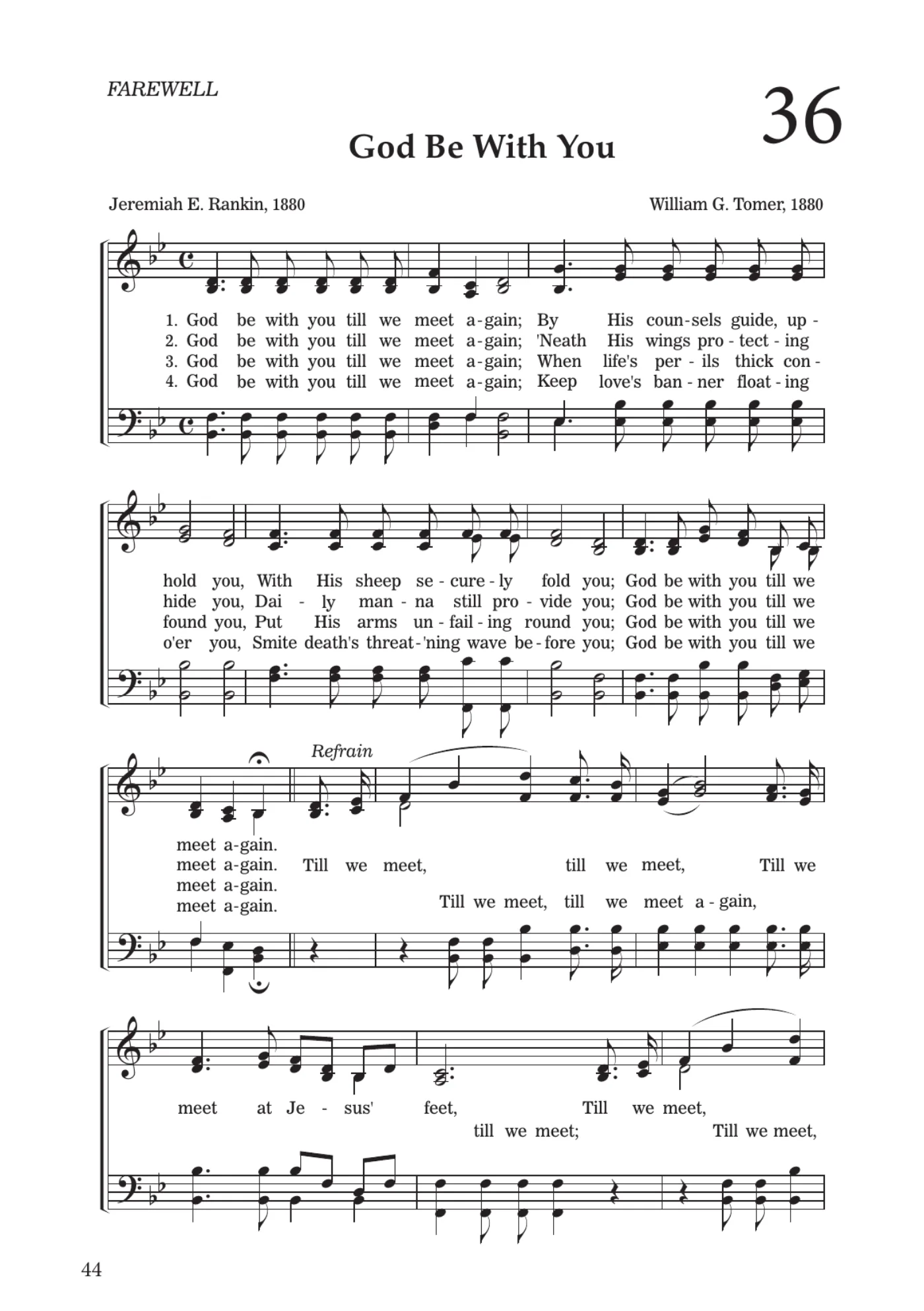 Sheet music for God Be With You, page 44
